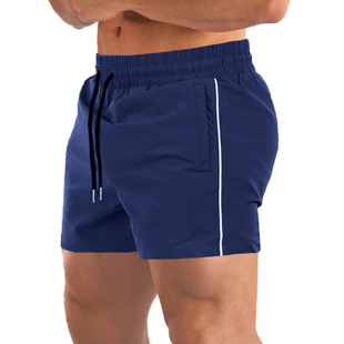 Muscular Men's Sports and Fitness Shorts Elastic Thin Steel-rolled Iron Dog Breathable Squat Three-point Pants Quick-drying Running Shorts