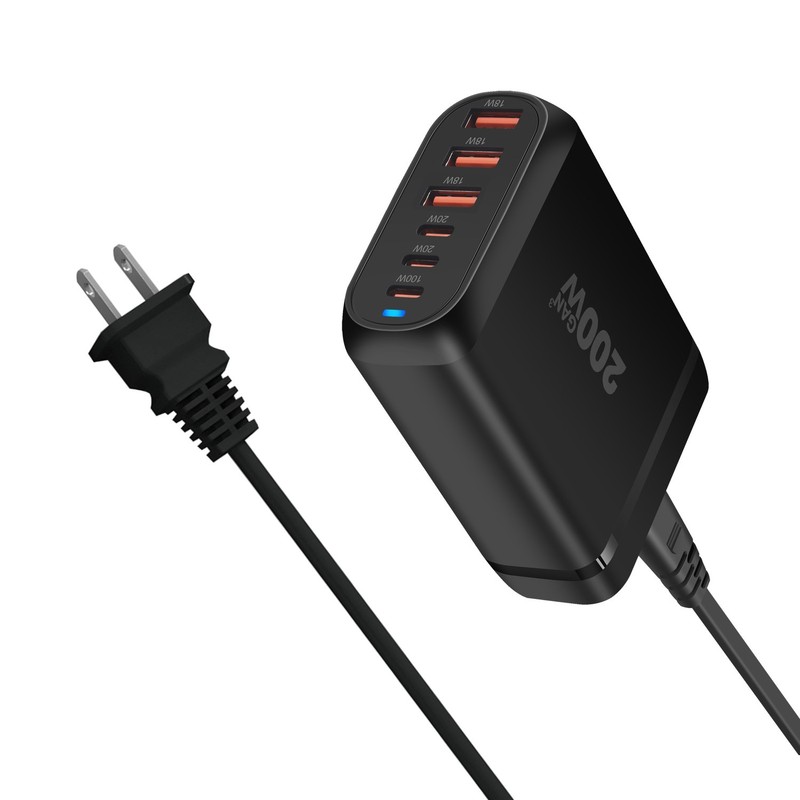 クロスボーダー新型200W充電器200w3a 3c多機能デスクトップ充電器200W窒化ガリウムPD適合|undefined