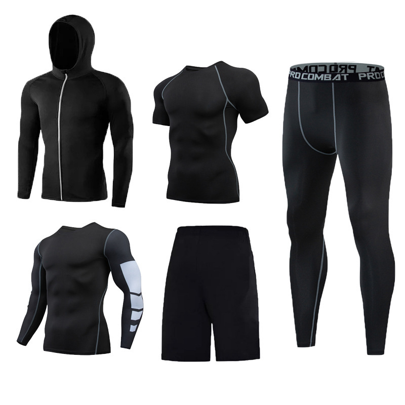 Domestic sub-size in stock explosions fitness tight ball training running quick-drying breathable compression sports five-piece set