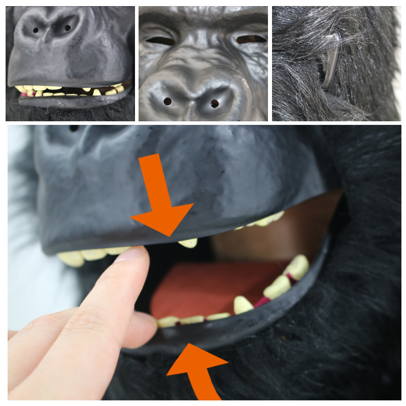 Open mouth gorilla head cover mask masquerade bite animal headdress Halloween party funny props
