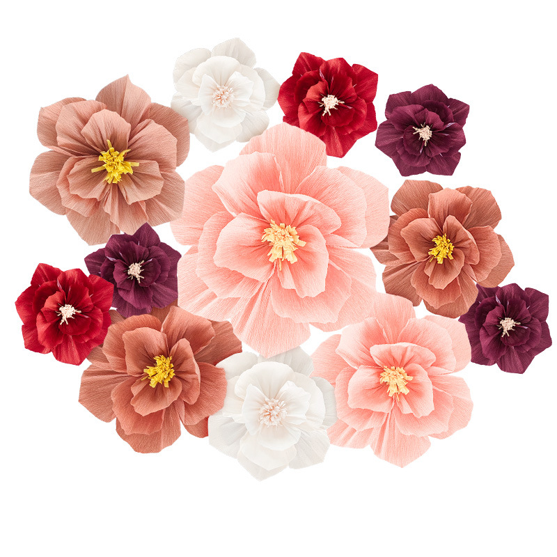Wedding Room Decorative Paper Flower Three-dimensional Crepe Paper Flower Thickened Crepe Paper Art Flower Wedding Party Wedding Arrangement Supplies