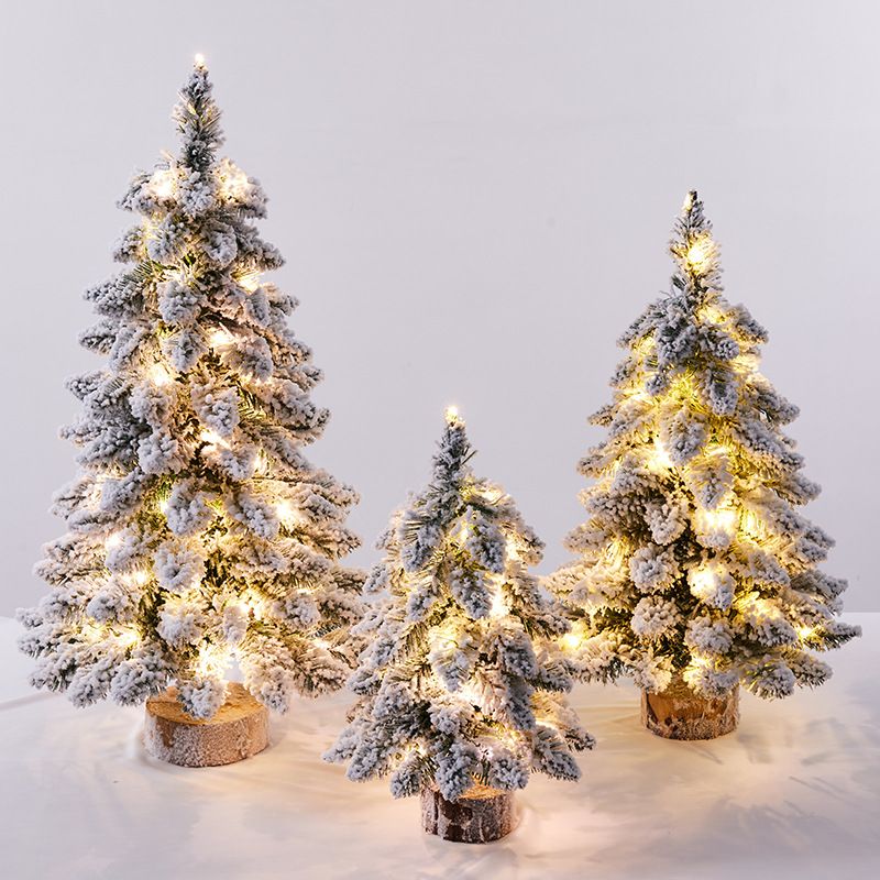 Factory direct Christmas decorations small flocking tree mini Christmas tree Amazon for drooping Nordic style