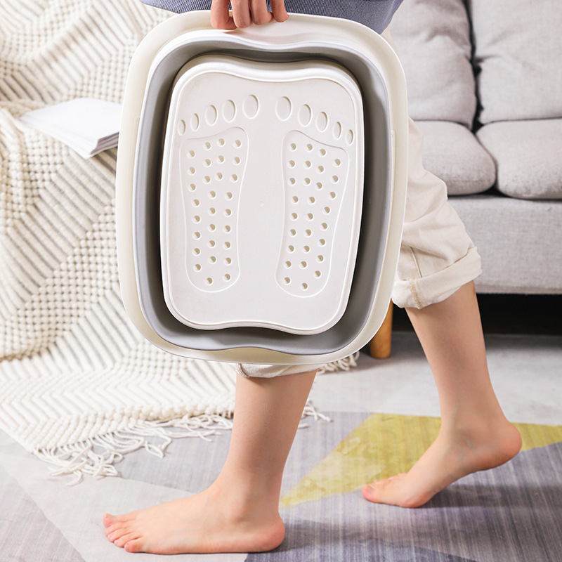 New Folding Foot Tub Massage Foot Bucket Household Adult Dormitory Portable Plastic Health Preservation Thickened Foot Washing Basin