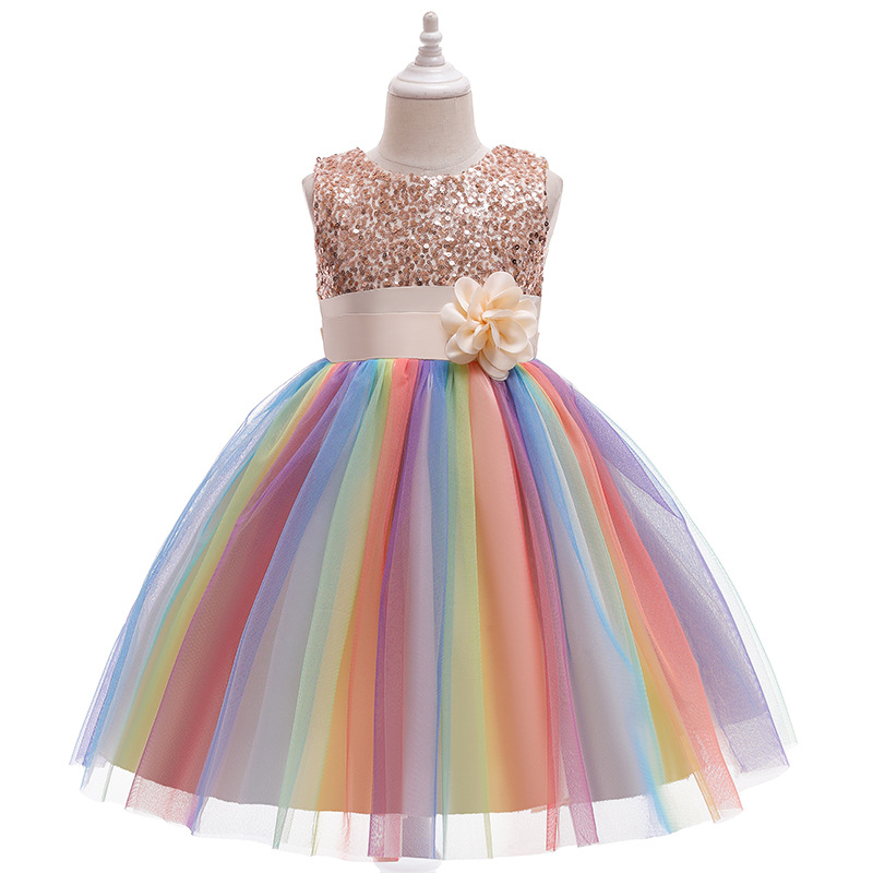 2021 European and American girls puffy dress ins Christmas mesh princess skirt children's clothing Foreign Trade kids dress