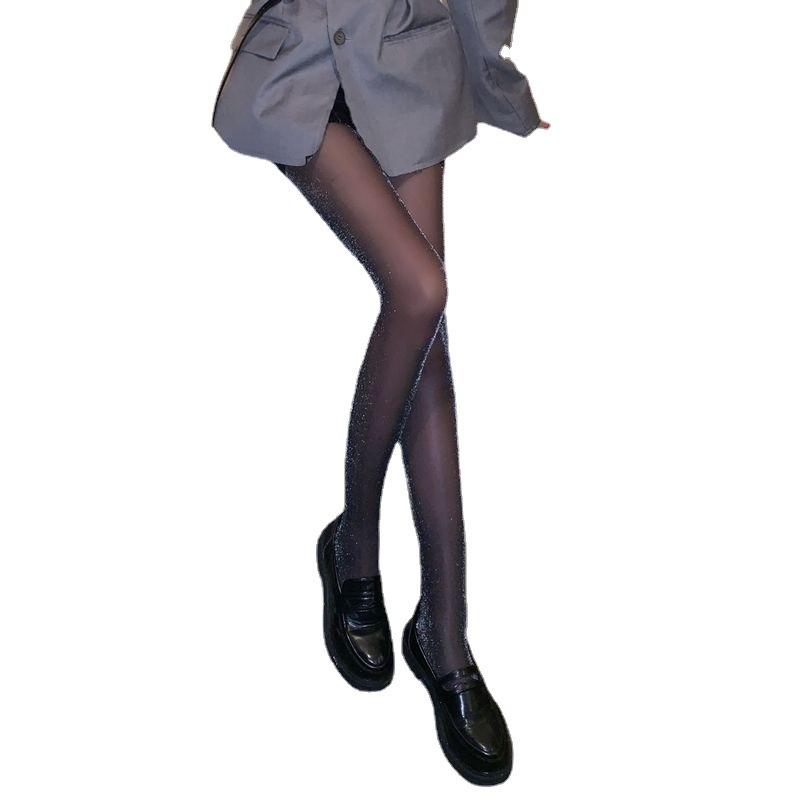 Schlankheitsstrümpfe aus Seide in Silberzwiebelfarbe, Strumpfhose aus silberner Seide, sexy Strümpfe aus heller Seide mit dünner Basis, schwarze Seidenstrümpfe für Damen_voghion.com