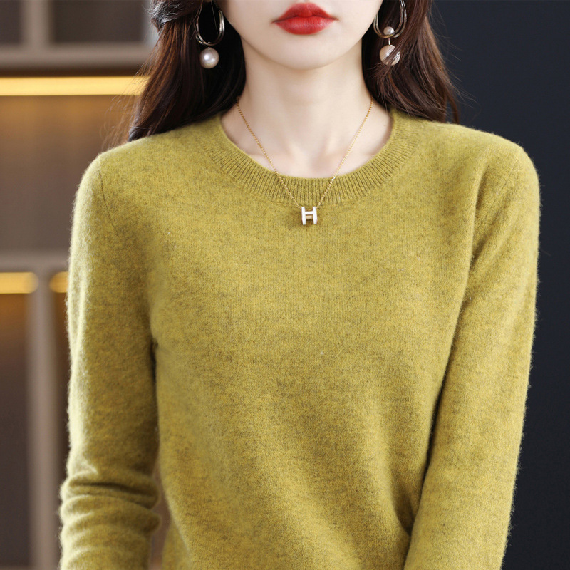 Woolen Sweater Women's New Round Neck Sweater Pullover Sweater Inner Loose Base Sweater Top Women's Casual All-match