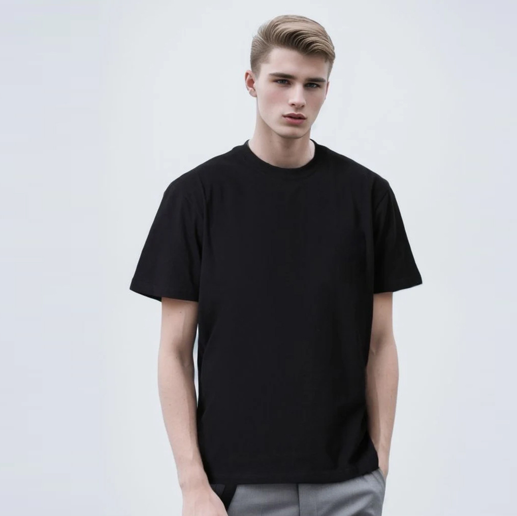 Guangzhou Cang 180g Cotton Side Seam Short Sleeve Crewneck Men's T-Shirt Trendy Men's Backing Shirt Custom Print