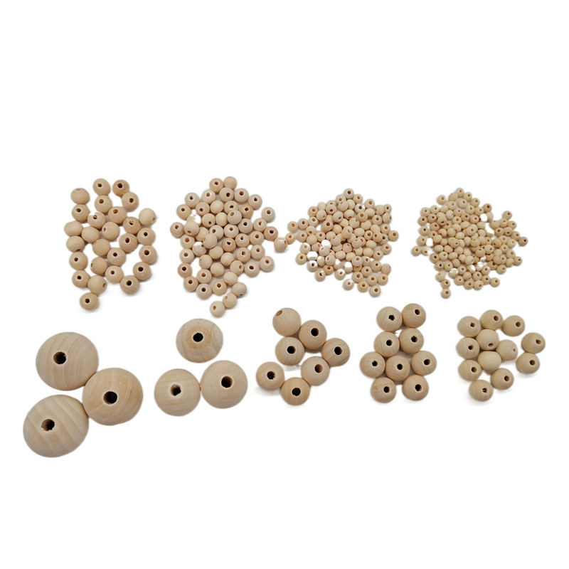 4-50mm Lotus round wood beads flower loose beads wholesale log beads solid wood beads round wood beads diy jewelry accessories