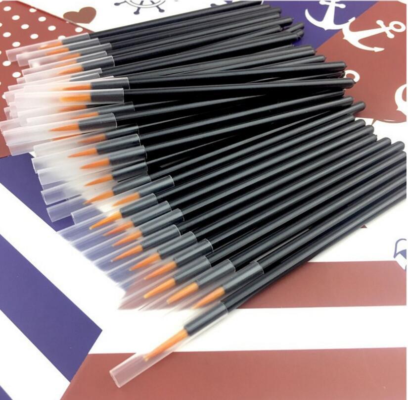 Factory 50 PCs/Pack Eyeliner Brush Nilong Eyeliner Brush Fine Hat Eyeliner Brush Portable Yellow Head White Head Brush