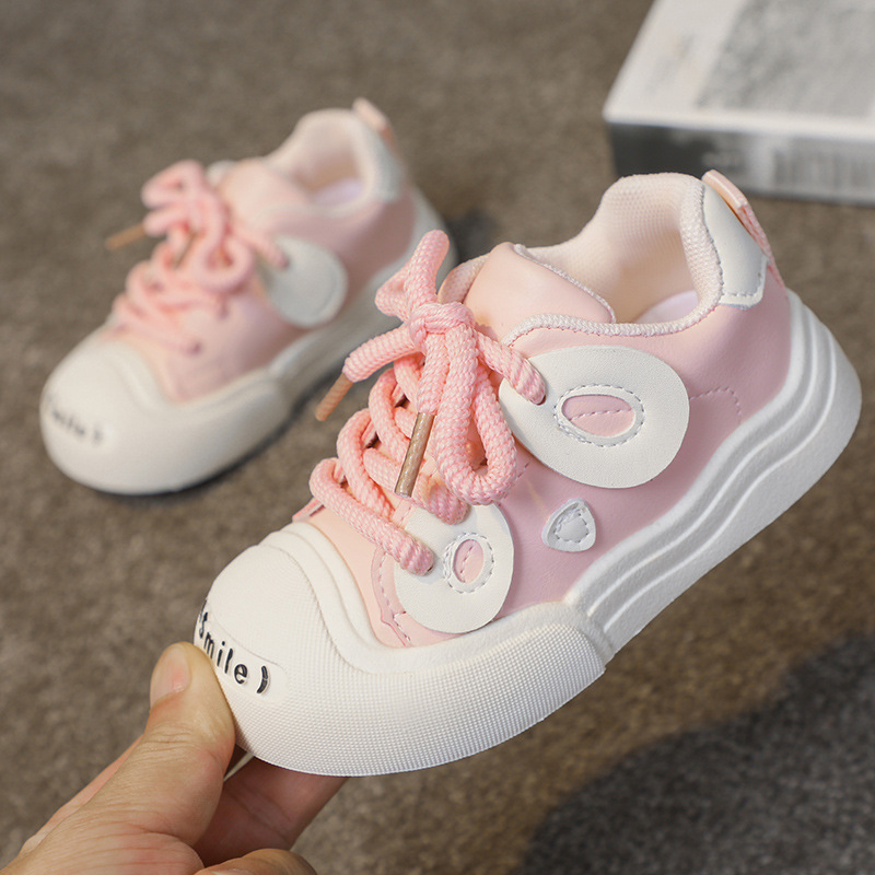 Children's autumn leather shoes boys' waterproof sports girls' closed toe casual board shoes children's anti-collision closed toe soft bottom