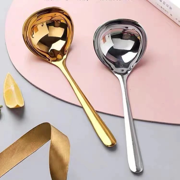 Stainless Steel Spoon Adult Drinking Soup Spoon Thickened Long Handle Household Kitchen Seasoning Porridge Spoon Large Size Spoon