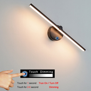 Cross-Border dedicated to modern minimalist Led indoor wall lamp mirror headlight touch stepless dimming 300 ° rotating recumbent wall lamp