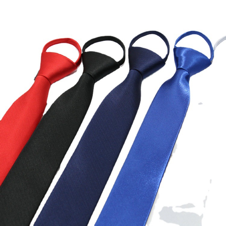 5cm Fashionable Casual Korean-style Narrow Edition Easy-to-pull Lazy Zipper Tie Men's Dress Business Black Solid Color Student Women