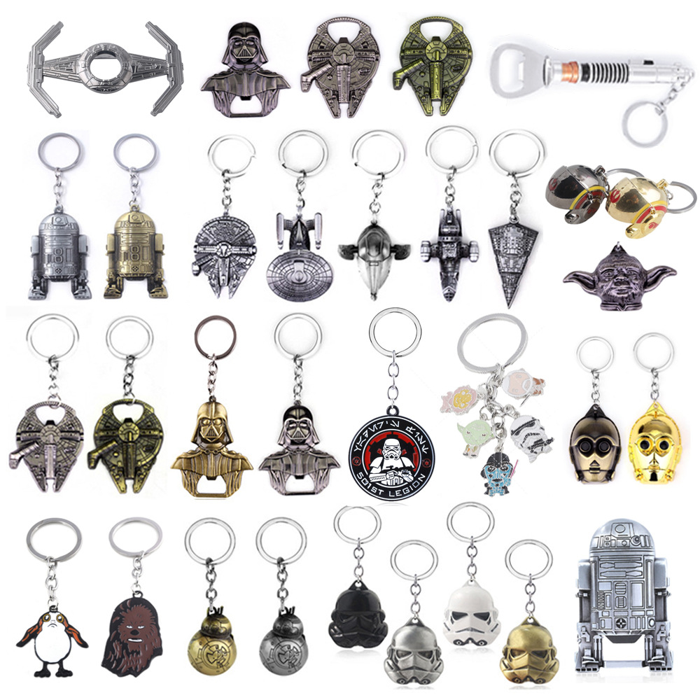 Cross Border Surrounding Star Wars Black Samurai White Samurai BB8 Spaceship Keychain Bottle Opener Pendant