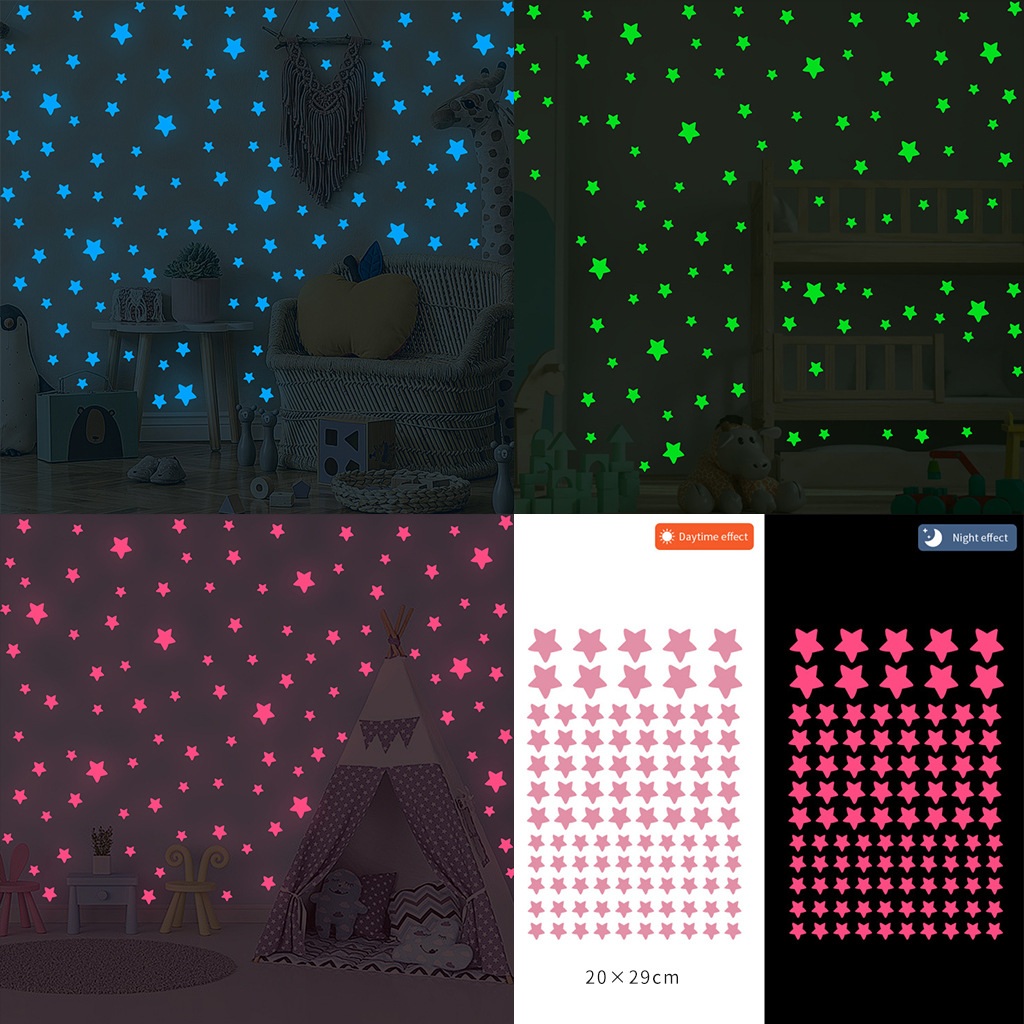100 PCS luminous stars Pink luminous stars stickers luminous wall stickers wholesale 3380