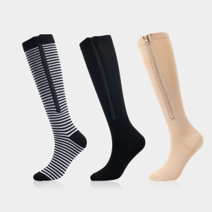 Long Bag Toe Zipper Compression Socks Stretch Riding Running High ZIP Hot Sale Solid Color Zipper Socks Leg Socks
