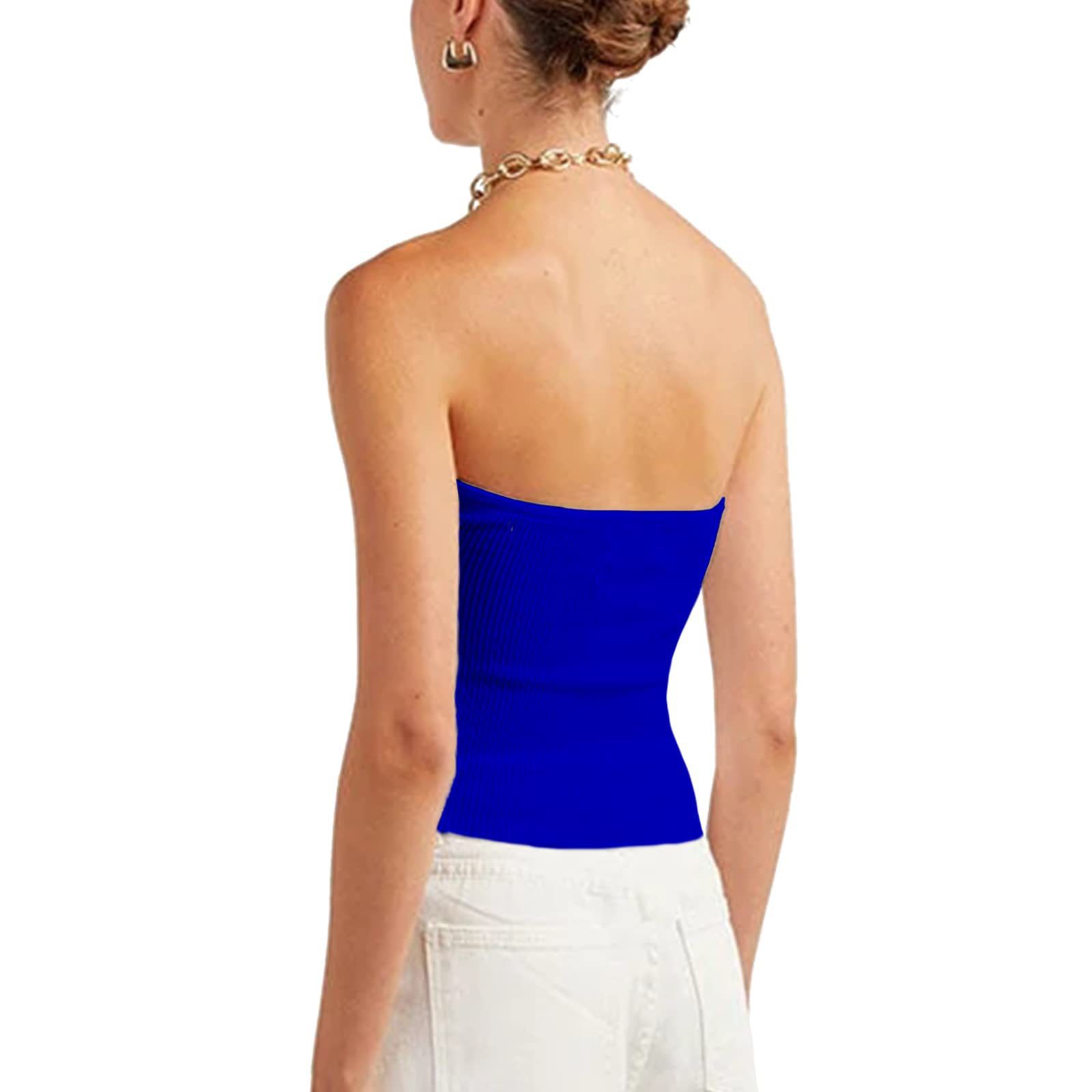 2024  European and American Spring and Summer New Solid Color Twisted Sling Short Tight Backless Tube Top Sweater Women's Clothing_voghion.com