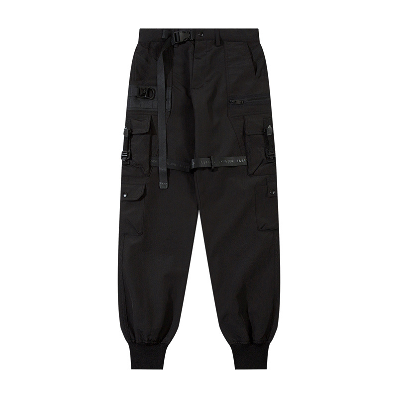 Functional style overalls men's national fashion brand loose ankle-tied heavy industry tactical multi-pocket umbrella pants motorcycle charging trousers