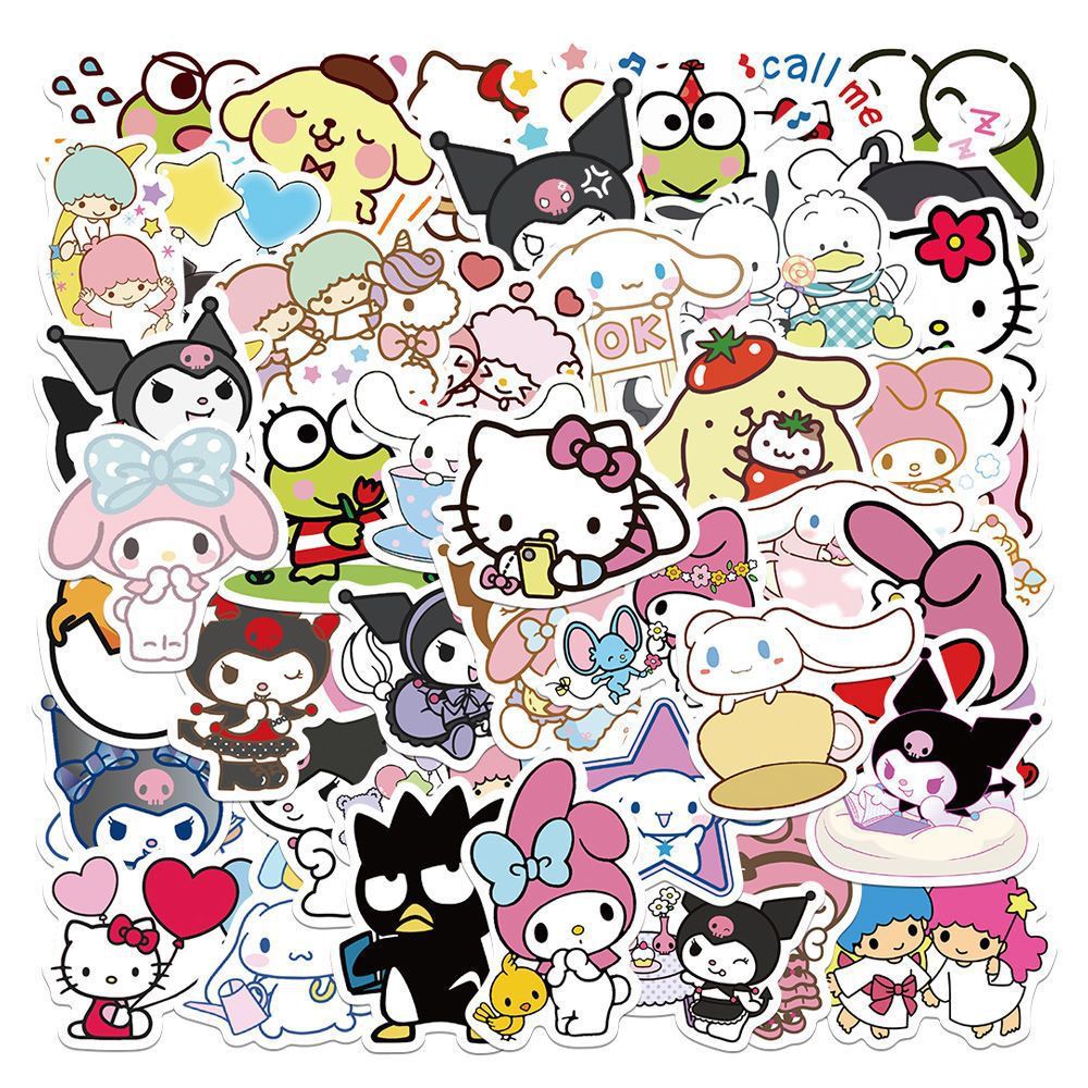 100 Sanrio Mixed Stickers Kulomi Yugui Dog melody TK Cartoon Hand Account Decorative Stickers Wholesale