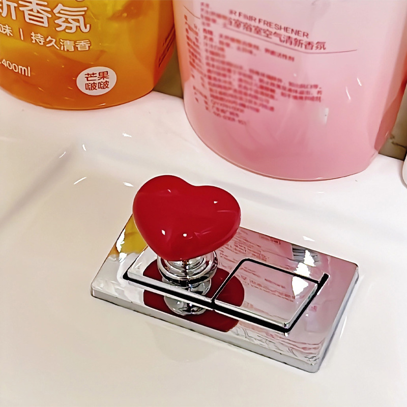 Color heart-shaped toilet press creative toilet toilet tank button auxiliary device fashion love button