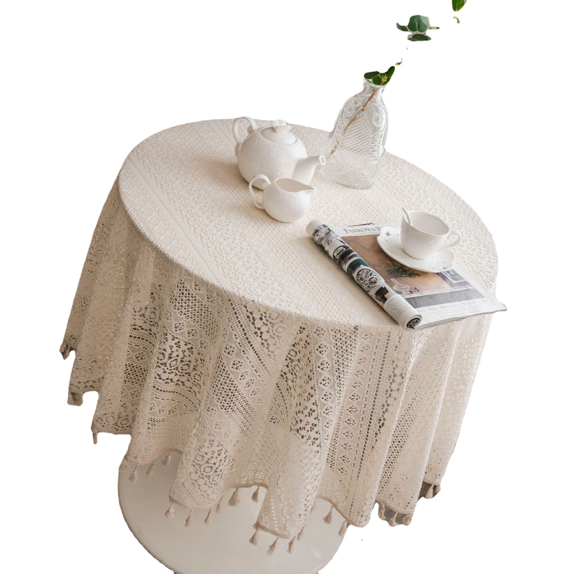 Cloth Dad American Pastoral Crochet Cover Towel Tablecloth Woven Coffee Table Cloth Hollow Round Tablecloth Tassel Table Mat Spot