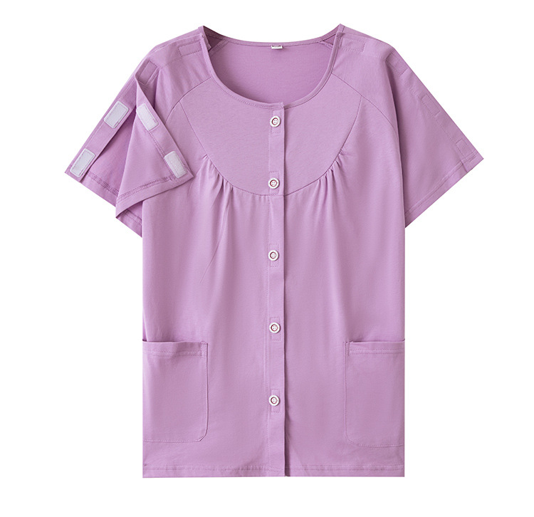 Summer easy-to-wear and take-off patient clothing nursing clothing short-sleeved cotton stroke patient rehabilitation clothing orthopedic fracture patient clothing