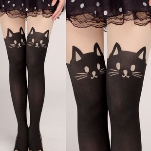 Japanese style fake high-top over-the-knee fake thigh cartoon fake high-top cat tail stitching stockings pantyhose leggings
