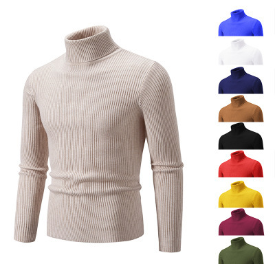 Cross-border autumn and winter new men's sweater solid color turtleneck sweater casual coat men's pullover plus size sweater