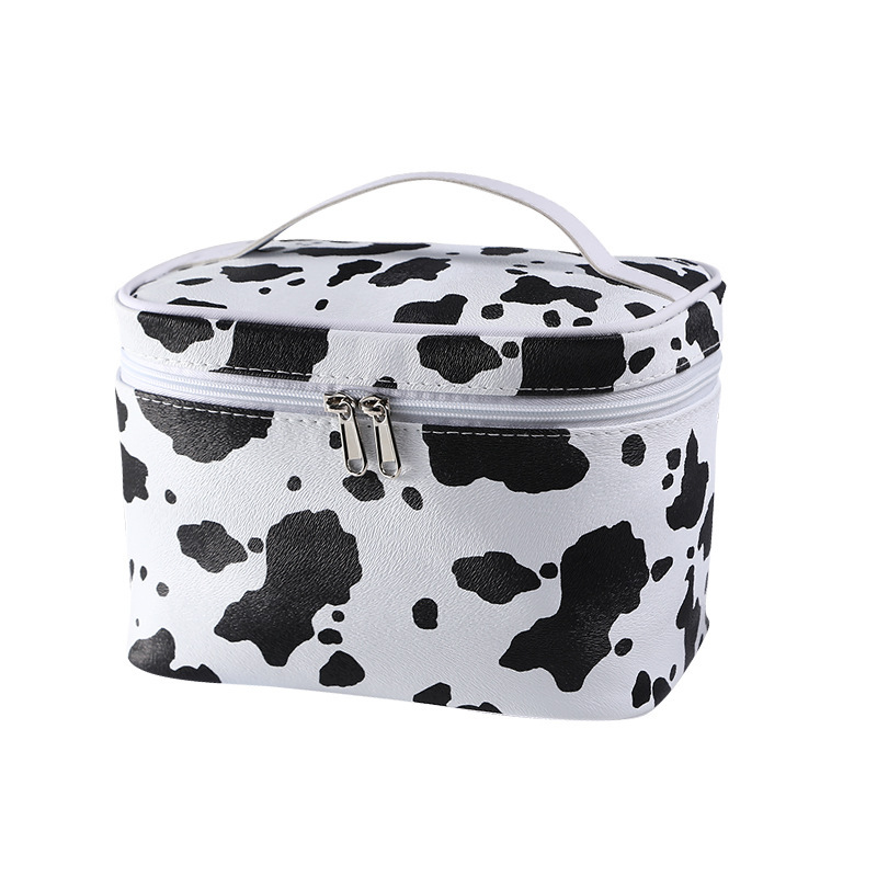 Creative Waterproof Cosmetic Bag Travel Storage Toiletries Handbag Women's Portable Dairy Pattern Large Capacity Storage Bag