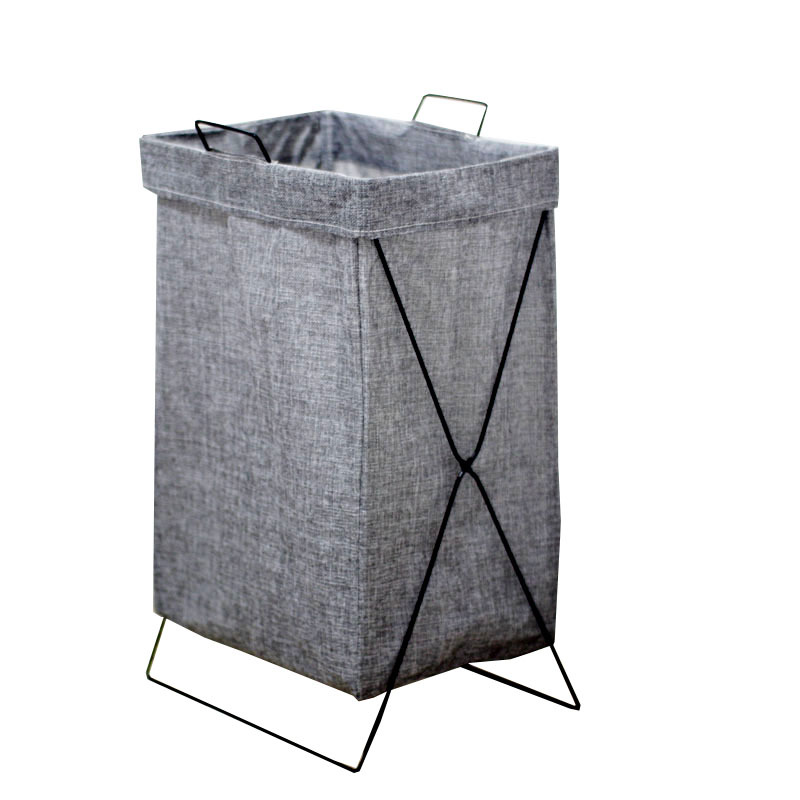 in stock Iron Rack Dirty Clothes Basket Dirty Clothes Frame Large Foldable Laundry Basket Dirty Clothes Basket Cotton and Linen Fabric Storage Basket