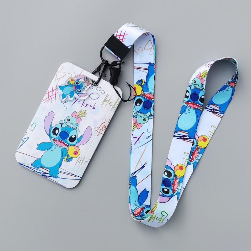 Cartoon Cartoon hard bus push card holder thermal transfer printing student campus card polyester lanyard work card meal card stitch