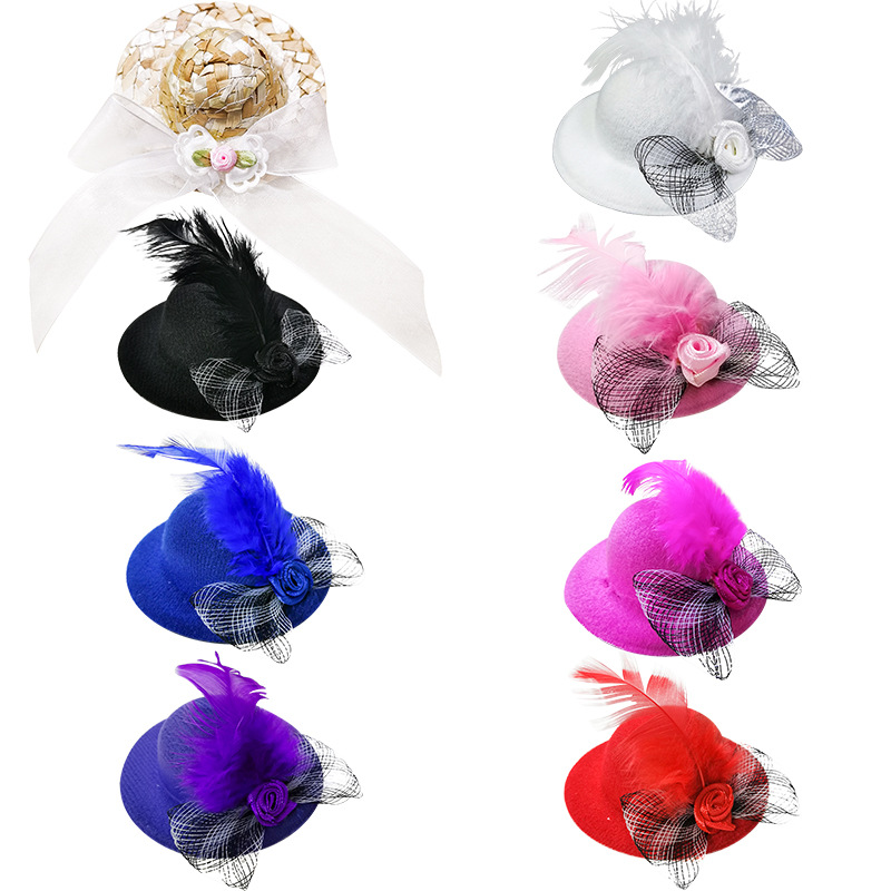 Factory direct headdress toy doll hat dress Princess hair accessories net flower cock 6 cents Baby 7cm pet hat