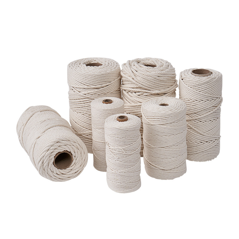 White cotton cord wholesale four-strand braided cotton cord various specifications thickness decorative braided cotton cord diy braided