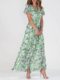 2023 European and American New Beach Large Swing Dress Chiffon Floral Short Sleeve Ruffled V-neck Fashion Tight Waist dress