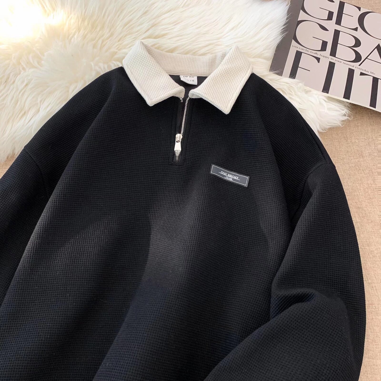 2024 New lapel long-sleeved T-shirt men's Spring and Autumn New Polo shirt leading spring bottoming shirt top fashion