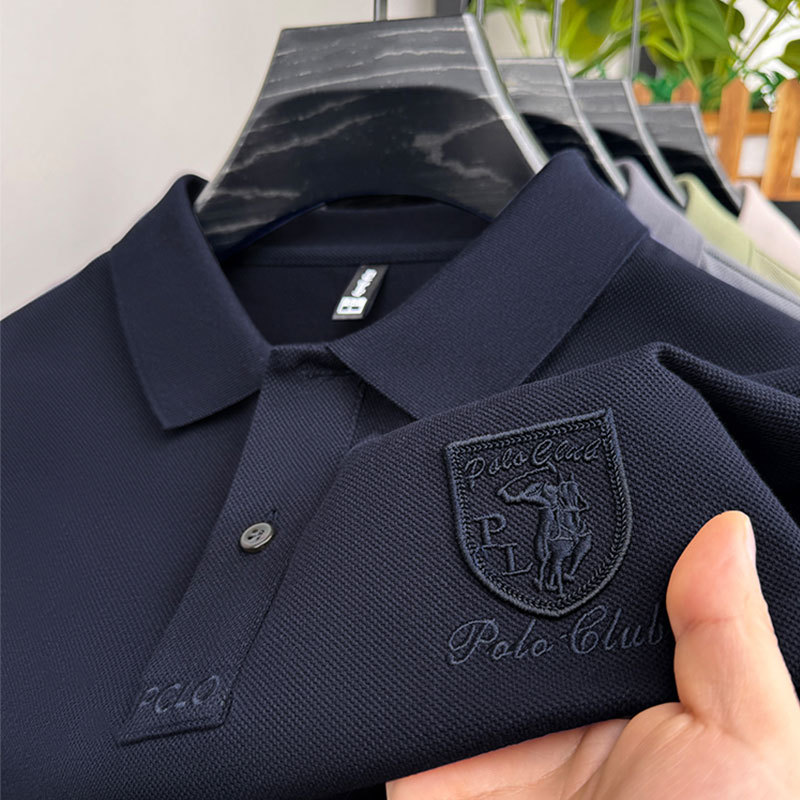 Short-sleeved polo shirt men's pullover top fashion lapel light business polo shirt men's short-sleeved T-shirt