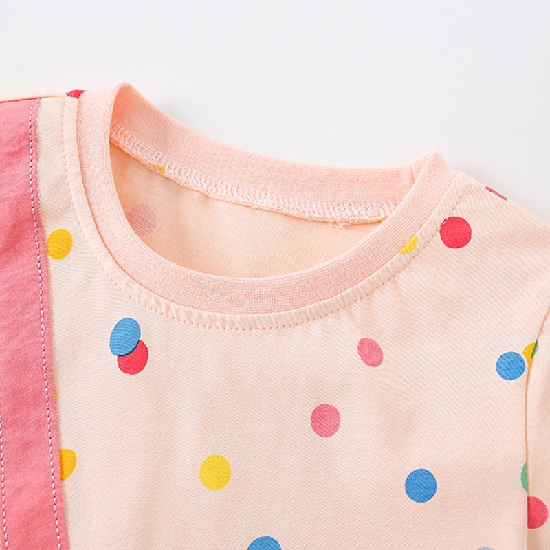 malwee girls' summer new T-shirt European and American children's round neck short sleeve western printed children's top