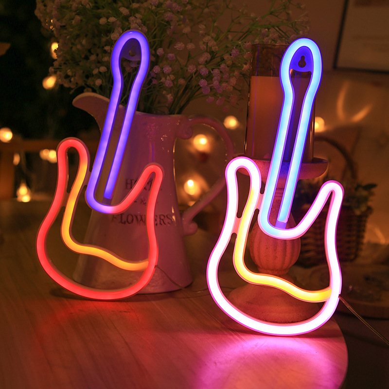 2022跨境新款LED霓虹灯音乐小提琴造型灯房间氛围灯装饰灯直供