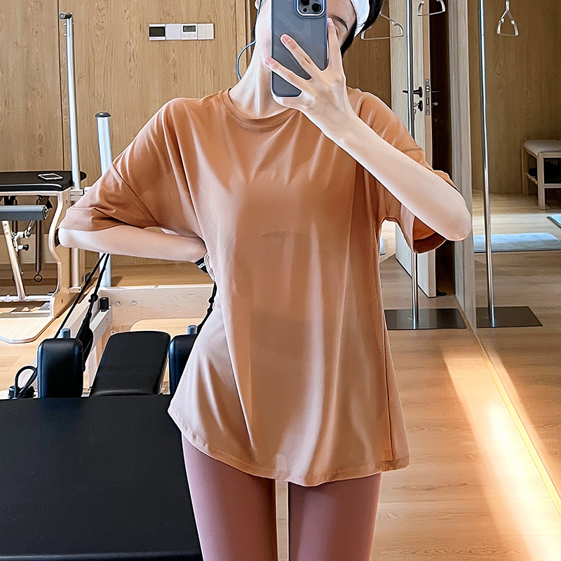 Cross-border Sexy Sports Blouse Mesh Breathable Yoga Clothing Top Running Short-sleeved Loose Quick-drying T-shirt for Women