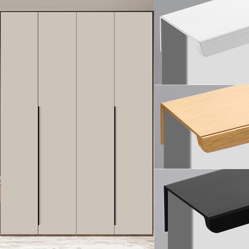 Wardrobe Invisible Handle Black Modern Simple Cabinet Door Minimalist Cabinet Punch-free Embedded 1 m Long Handle