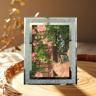 Gold powder silver powder 6 inch 7 inch crystal glass photo frame authorization certificate photo frame photo studio wedding photo Children's photo frame table