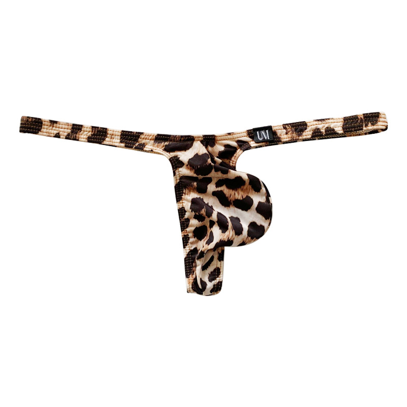 [Factory] Leopard print ice silk men's T pants sexy men's underwear men's thong 0015 