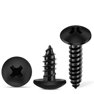 Carbon steel truss head cross wood screws black coated cross recessed large flat head self-tapping screws round head screws
