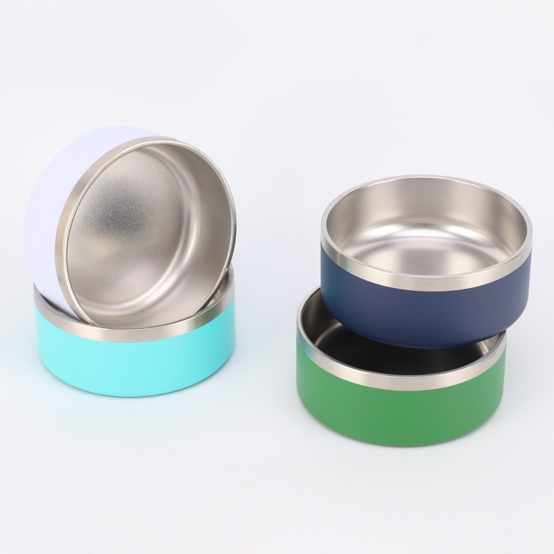 Factory wholesale stainless steel round dog basin cat basin vacuum feeding pet bowl large capacity dog food bowl feeding bowl
