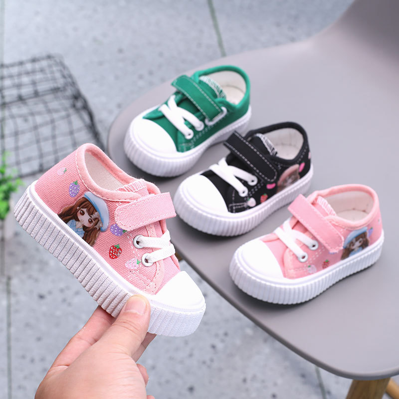 2022 Spring and Autumn New Children's Canvas Shoes Girls' Shoes Soft Sole Baby Toddler Shoes Boys' Board Shoes Breathable Cloth Shoes