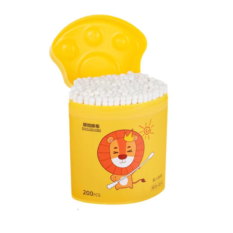 Doraemon Cartoon Cotton Swabs 200 Pieces Baby Cotton Swabs Threaded Ear Spoon Double Head Cotton Swabs 6462/6473