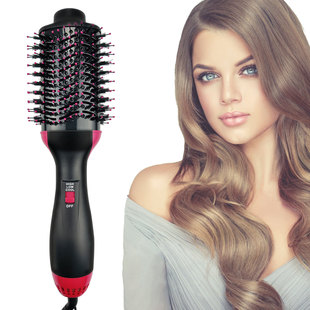 Cross-border explosions 3-in -1 multi-functional hot air comb roll straight dual-purpose straight hair comb negative ion blowing comb electric blowing factory