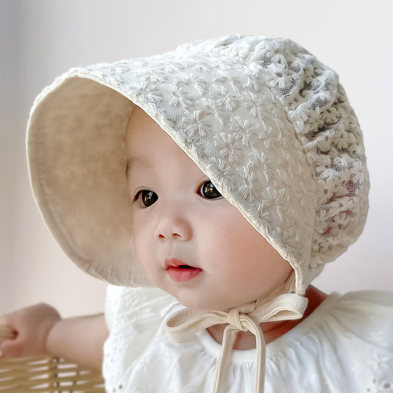 ins Summer Thin Korean Style Baby Lace Breathable Sun Hat Baby Girl Sweet Cute Princess Palace Hat