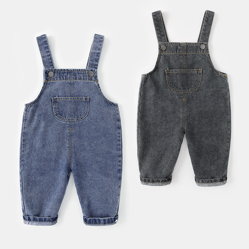 Baby's Denim Sling Pants Spring and Autumn Baby 0-3 Years Old Western Style Fashion Pants Boy's Cute Trousers Spring Korean Style