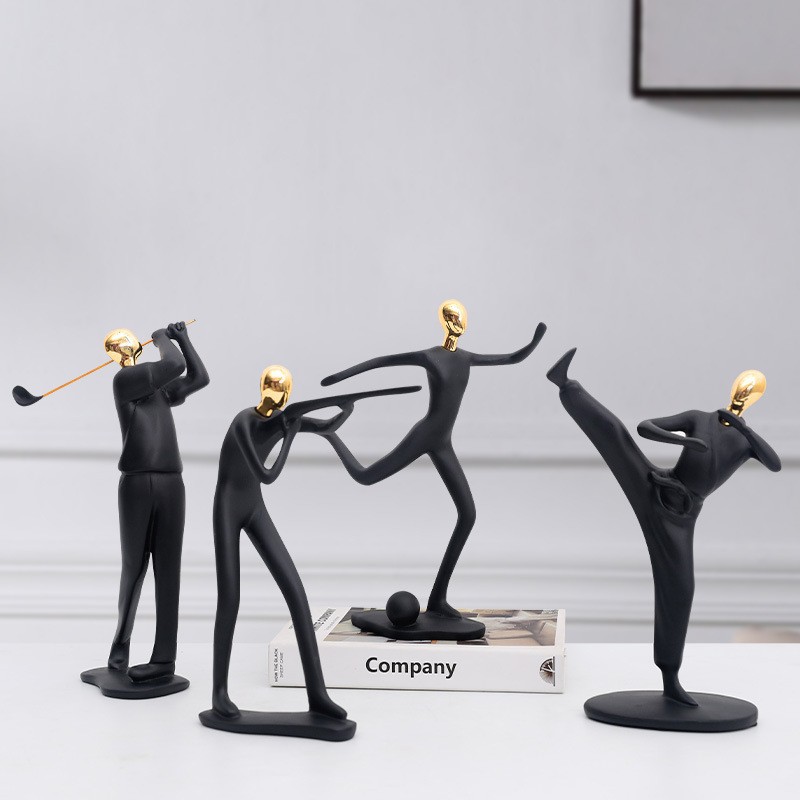 Modern minimalist creative light luxury golden sports figure sample room living room study bookshelf bookshelf decoration accessories 